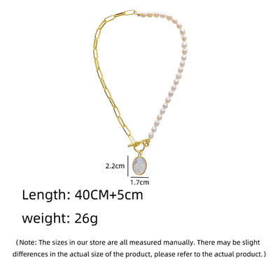 modern style faith oval freshwater pearl shell copper 18k gold plated pendant necklace in bulk
