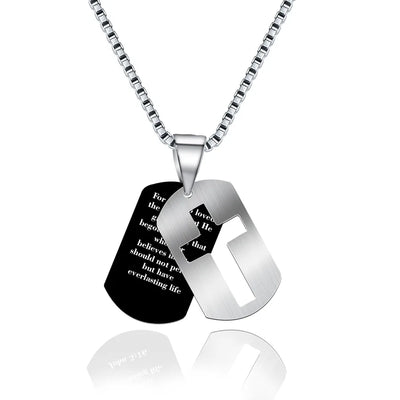 Men's Cross Pendant Necklace in Dyed Black 304 Stainless Steel with Electroplated Finish and Box Chain