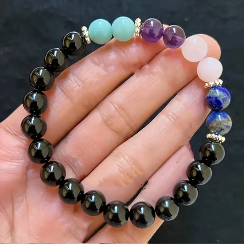 Natural Stone Bracelet Stratospheric Crystal Lapis Lazuli Powder Purple Quartz Crystal Sound Hand Chain Luxury Unisex Bracelet