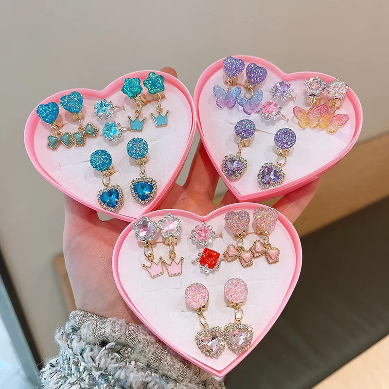 Cartoon Heart Shape Butterfly Resin Kid'S Earrings