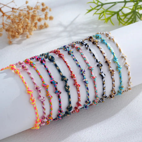 Handmade O-Shape Unisex Drawstring Bracelet with Woven Rope Chain