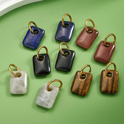 1 Pair/Package IG Style Casual Cute Rectangle Handmade Plating 304 Stainless Steel Tiger Eye Nugget sand Labradorite Electroplating Golden Plated Women's Earrings