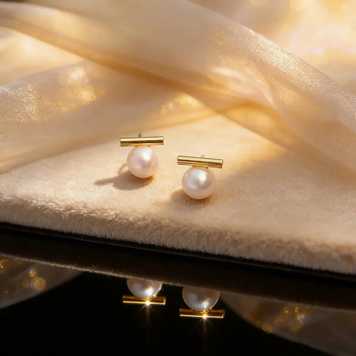 Elegant Unisex T Shape Stud Earrings in Three-dimensional Design Featuring Electroplated Metal Posts