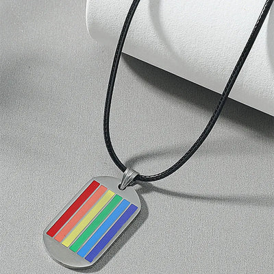 wholesale jewelry fashion six-color rainbow pendant stainless steel necklace nihaodropshipping
