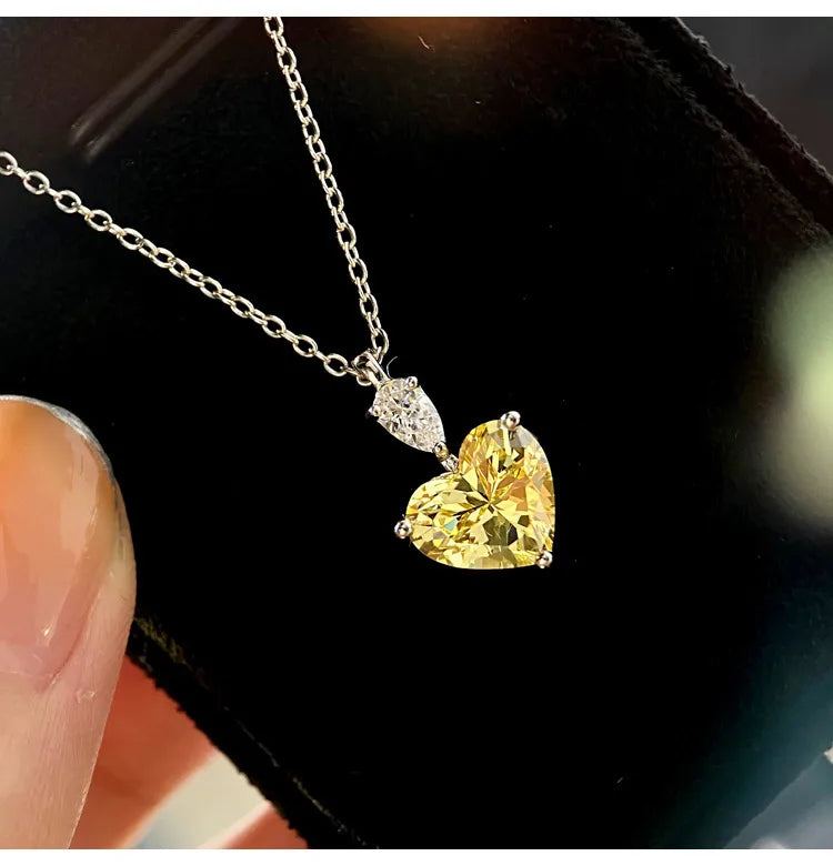 Copper Diamond Heart Crystal Necklaces
