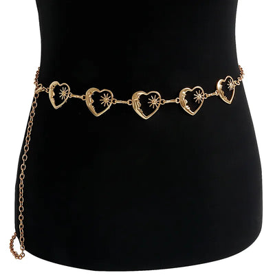 Simple Style Heart Shape Alloy Hollow Out Women's Waist Chain