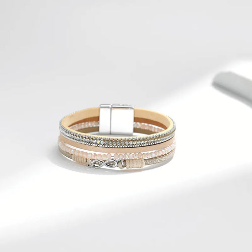 ethnic style infinity pu leather women's bracelets