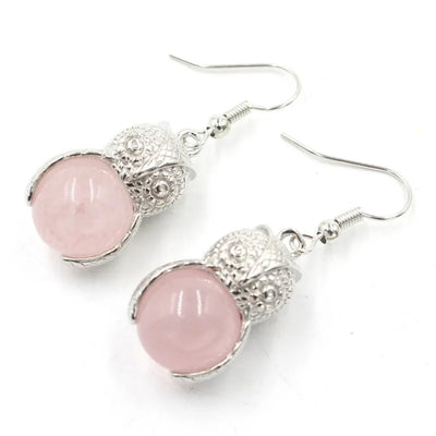 Fashionable Owl Ear Cuff Women's Crystal Round Bead Earrings Purple Quartz Pink Quartz Agate Animal Pattern Jewelry Accessories