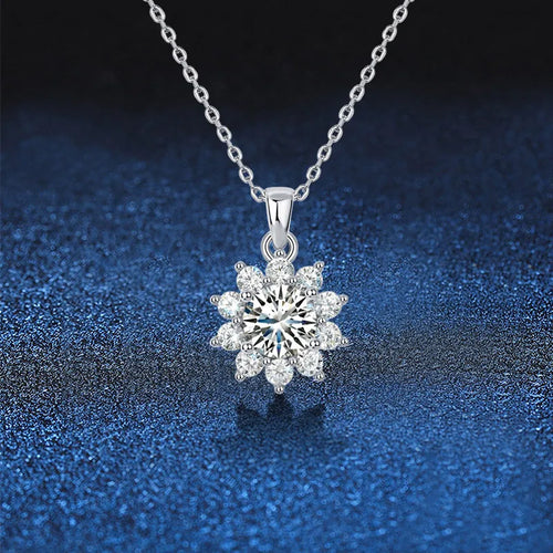 925 Sterling Silver Moissanite Plating Inlay Solid Color Pendant Necklace