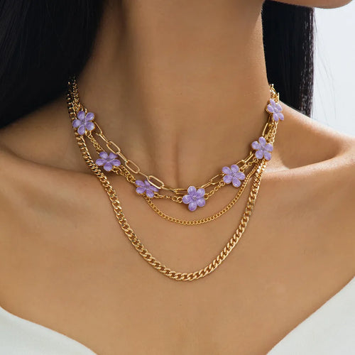 Simple Style Classic Style Flower Zinc alloy Chain Necklaces Wholesale