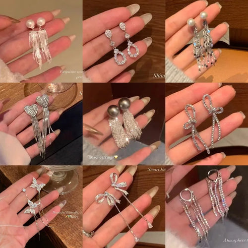 New Style Niche Tassel Earrings Women's Light Luxury Design Bowknot Earrings All-match Long Earrings Earrings