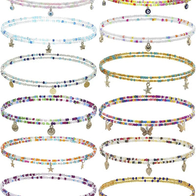 bohemian devil's eye heart shape butterfly glass glass beaded women's waist chain