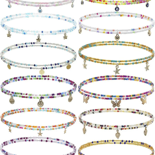 bohemian devil's eye heart shape butterfly glass glass beaded women's waist chain