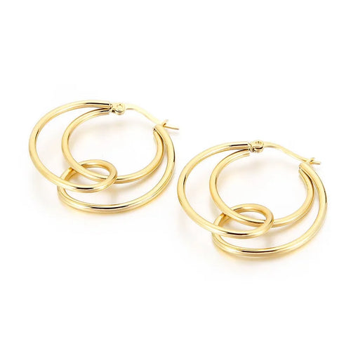 Fashion Geometric Titanium Steel 18K Gold Plated Earrings