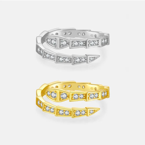 1 Piece 925 Sterling Silver Solid Color Zircon 18K Gold Plated White Gold Plated Open Rings