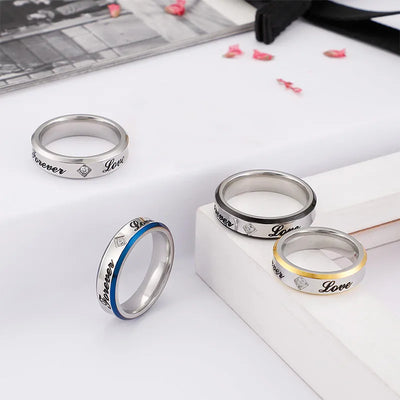 simple style letter titanium steel rings