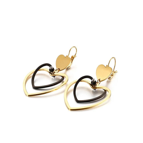 Fashion Heart Plating Titanium Steel 18K Gold Plated Earrings