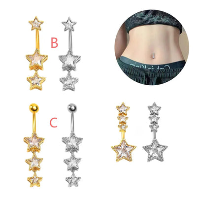1 Piece Belly Rings Elegant Lady Simple Style Star Copper Zircon