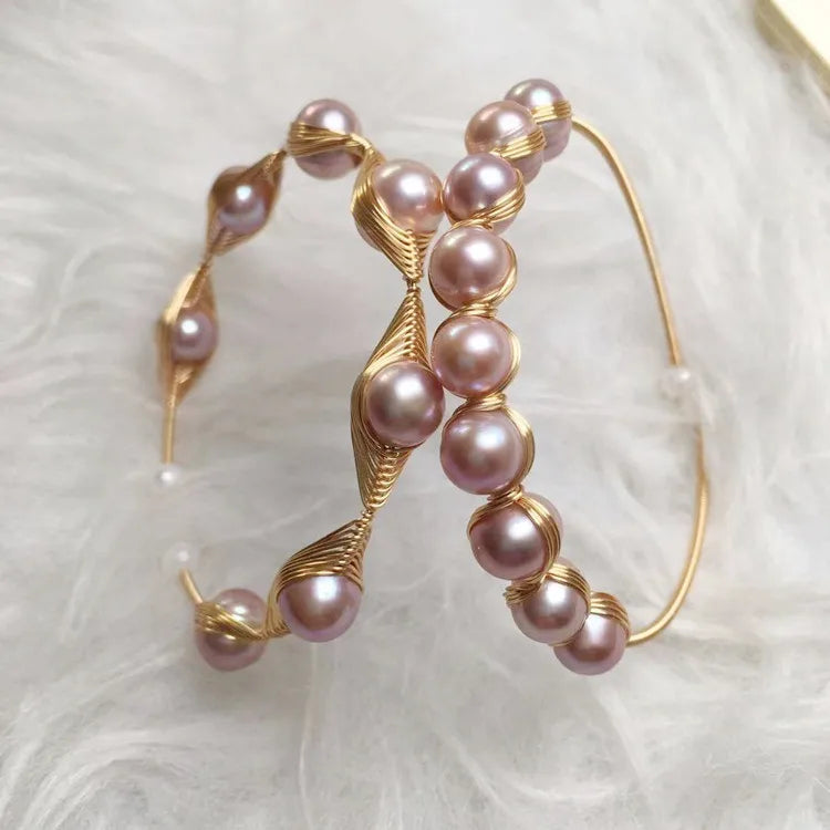 fashion round freshwater pearl bangle 1 piece