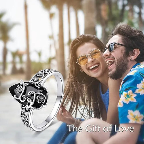 Bohemian Silver Alloy Flowers Ring for Women Featuring Electroplated Craftsmanship