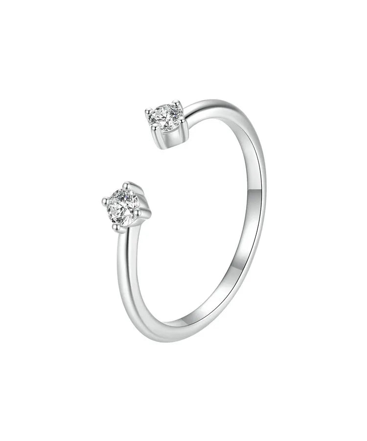 White Gold Plated 925 Sterling Silver Moissanite Geometric Open Rings