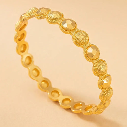 Geometric Copper Bangle for Women with Water Plating and 0.03µm Golden Plated Finish
