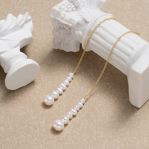 1 Pair Baroque Style French Style Tassel Plating 925 Sterling Silver Freshwater Pearl Ear line