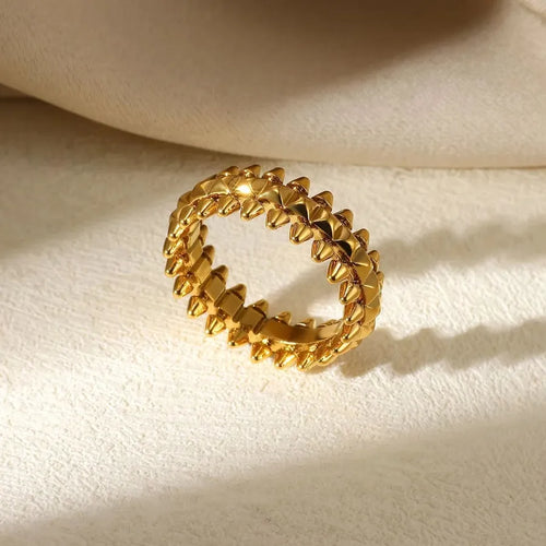 Gold Plated 18K Stainless Steel Bullet Ring Vintage Geometric Punk Luxury Women's Trendy Ring Fashionable Open Hand Ring