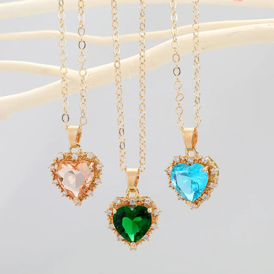 Artificial Crystal Heart Crystal Necklaces
