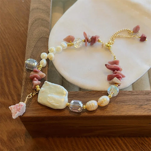 simple style classic style round freshwater pearl beaded bracelets