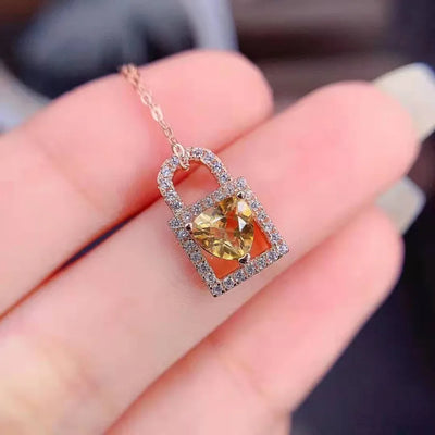 fashion cute micro-encrusted diamond heart lock necklace copper pendant