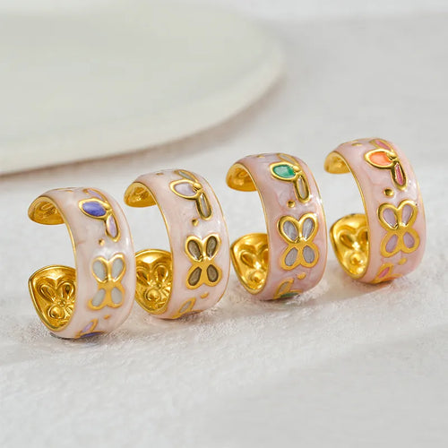 Wholesale Jewelry Sweet Artistic Geometric 304 Stainless Steel 18K Gold Plated Rings