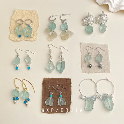 Natural Stone Tassel Earrings Women Fashion Commute Design Irregular Handmade Style Holiday Feelings Dangle Studs