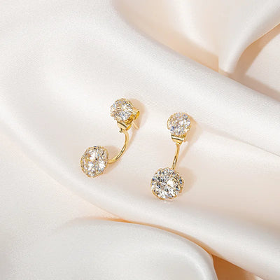 Light luxury style Geometric Quadrilateral Round Plating Copper Gold Plated Earrings