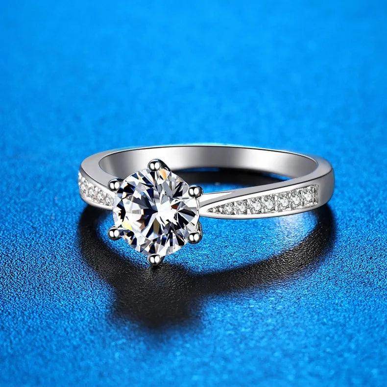0.5ct 3.0ct 925 Sterling Silver Moissanite High Carbon Diamond Geometric Rings Colorless(DEF) Moissanite Rings GRA Certificate