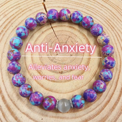 Fashionable Unisex Yoga Bracelet Moonstone Elastic Wood Grain Cat's Eye Stone Bracelet Any Occasion Stylish OL Pattern