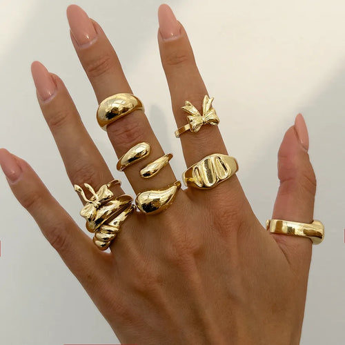 Sweet Golden Bow Tie Ring for Women in Metal with Electroplated Finish