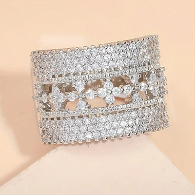 Universal Men Women Ring Set With Embedded Zirconia Hollow Out Square Fashionable Alloy Fruit Patterned Rings Luxury Style