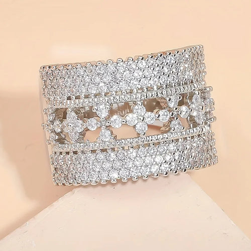 Universal Men Women Ring Set With Embedded Zirconia Hollow Out Square Fashionable Alloy Fruit Patterned Rings Luxury Style
