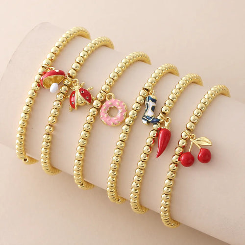 Animal Pattern Beaded Chain Bracelet for Women, Copper Material with 18K Real Gold Plated Finish