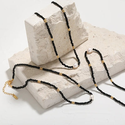 Retro Classic Style Irregular 304 Stainless Steel Artificial Crystal Freshwater Pearl Beaded Chain Beaded Necklaces Wholesale