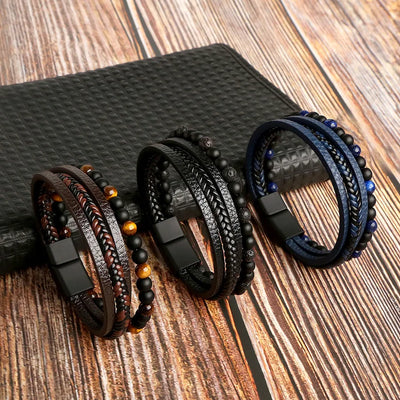 fashion geometric gem metal patchwork men's bracelets