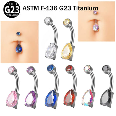 1 Piece Belly Rings Casual Vacation Geometric G23 Titanium Zircon Inlay Zircon