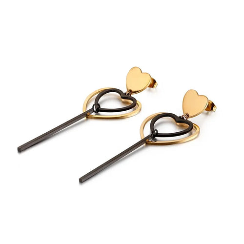 Korean Style Heart Plating Titanium Steel 18K Gold Plated Earrings
