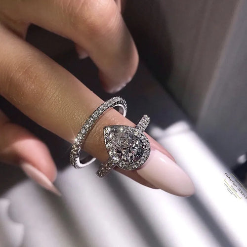 water drop zircon electroplating platinum alloy women's wedding rings