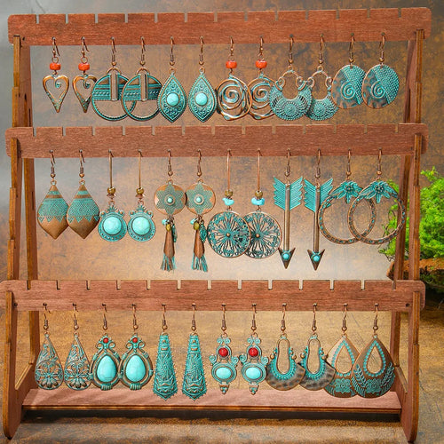 Hot Selling Retro Old Alloy Earrings Ethnic Holiday Style Personalized Geometric Ear Jewelry Manufacturers Wholesale