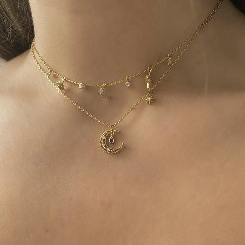 Ethnic Style Moon Brass Wholesale Layered Necklaces