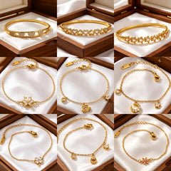 Unisex Geometric Bangle in Copper with 18K Real Gold Plated PVD Coated Finish, Waterproof Non Tarnish, Featuring Zircon Inlay