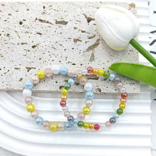 Basic Sweet Streetwear Colorful Beaded Artificial Crystal Beaded Bracelets Wholesale