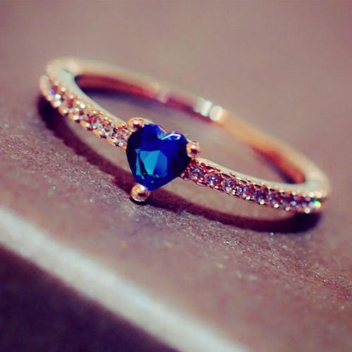 1 piece simple style heart shape alloy plating inlay artificial gemstones women's rings